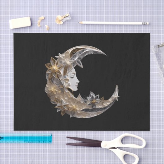 Papier Mousseline Beau visage dans la lune (Artisanat)