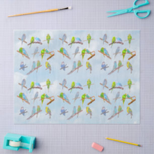 Papier Mousseline Beaucoup de perruches colorées - jolis petits oise