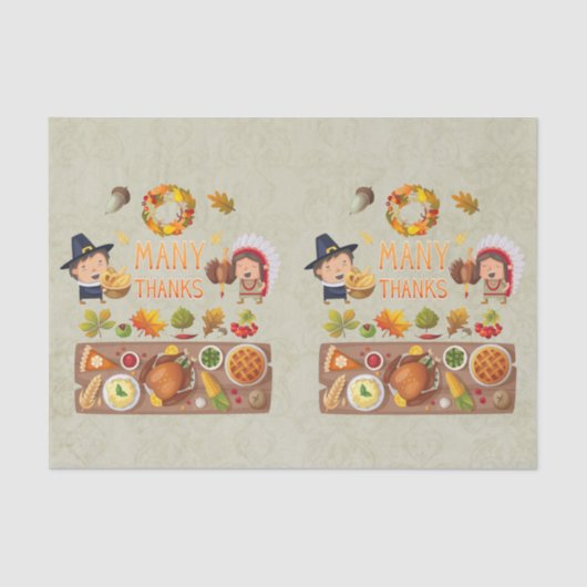 Papier Mousseline Beaucoup Remercient Pèlerin Et Fête De L'Action De (Recto)