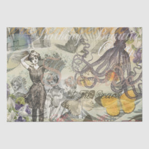 Papier Mousseline Beauté de bain victorienne Kraken Surréalisme Vint