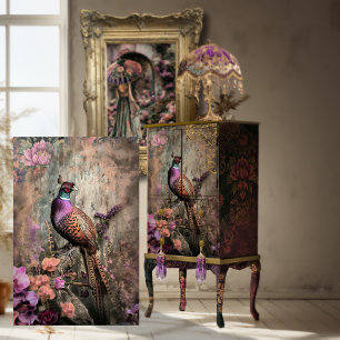 Papier Mousseline Beauté de faisan, Branche d'oiseau, Florales lunat