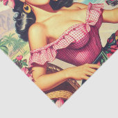 Papier Mousseline Beauté rétro fille hispanique (Détail)