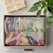 Papier Mousseline Beauté rétro fille hispanique (Cadeau)