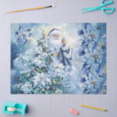 Papier Mousseline Beautiful Blue Santa & Poinsettias Decoupage (Artisanat)