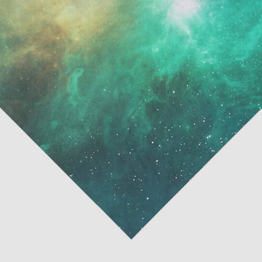 Papier Mousseline Beautiful Green Outer Space Stars Milky Way Galaxy (Détail)