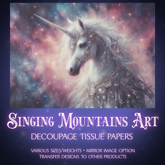 Papier Mousseline Beautiful Jeweled Unicorn DIY Crafting Decoupage 