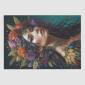 Papier Mousseline Beautiful mysterious black haired flower woman v2 (Recto)