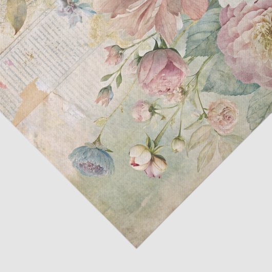 Papier Mousseline Beautiful Pale Peonies on Distressed Background (Détail)