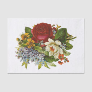 Papier Mousseline Beautiful Romantic Summer Bouquet with Red Rose