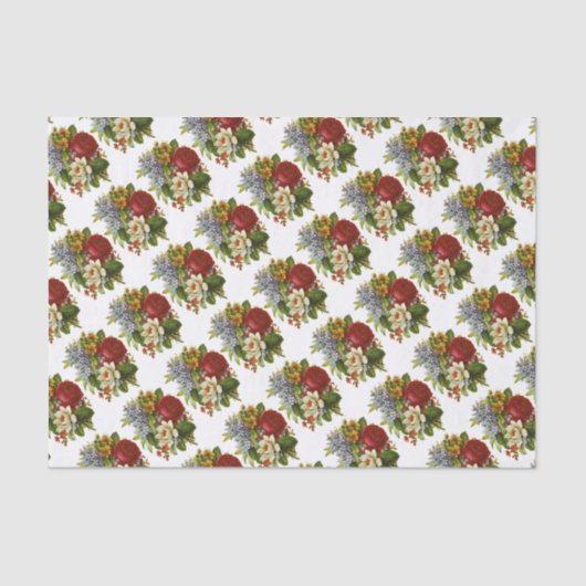 Papier Mousseline Beautiful Romantic Summer Bouquet with Red Rose (Recto)