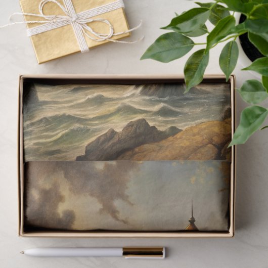 Papier Mousseline Beautiful Stormy Coastal Lighthouse Decoupage (Cadeau)