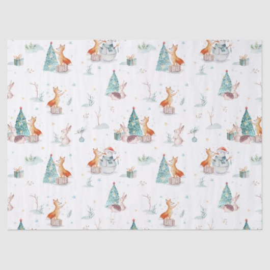 Papier Mousseline Beaux animaux de Noël motif d'hiver (Recto)