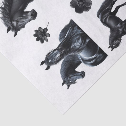 Papier Mousseline Beaux chevaux d'Arabie Noire (Détail)