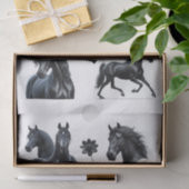 Papier Mousseline Beaux chevaux d'Arabie Noire (Cadeau)
