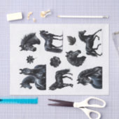 Papier Mousseline Beaux chevaux d'Arabie Noire (Artisanat)