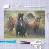 Papier Mousseline Beaux chevaux et grange rustique (Artisanat)