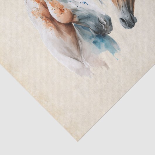 Papier Mousseline Beaux Chevaux Style Boho Occidental (Détail)