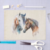 Papier Mousseline Beaux Chevaux Style Boho Occidental (Artisanat)