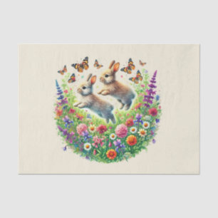 Papier Mousseline Beaux lapins d'animaux de bois