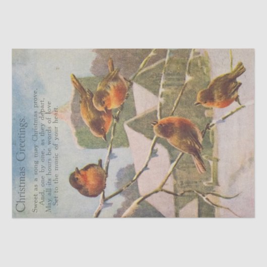 Papier Mousseline Beaux oiseaux sur une succursale voeux de Noël (Recto)