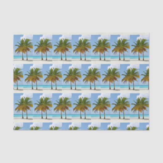 Papier Mousseline Beaux palmiers sur une plage tropicale (Recto)