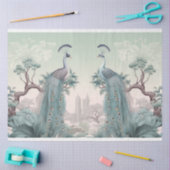 Papier Mousseline Beaux paons bleus (Artisanat)