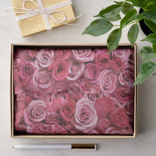 Papier Mousseline Beaux roses roses (Cadeau)