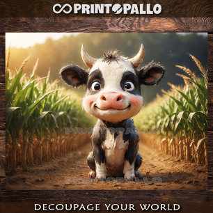 Papier Mousseline Bébé animaux de ferme : jeune vache