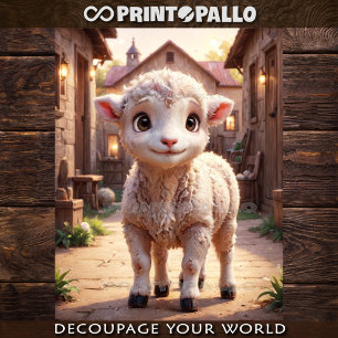 Papier Mousseline Bébé animaux de ferme : l'agneau mouton