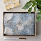 Papier Mousseline Bébé Bleu Bande et dentelle (Cadeau)