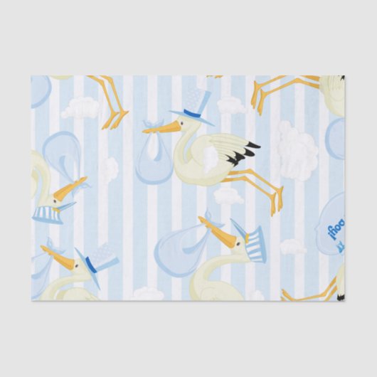 Papier Mousseline Bébé bleu Boutique de garçon (Recto)