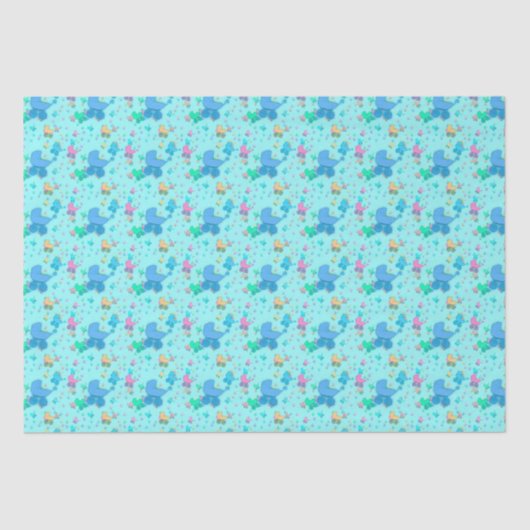 Papier Mousseline Bébé Bleu Poussettes Envelopper Papier (Recto)