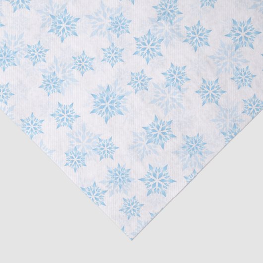 Papier Mousseline Bébé Blue Snowflakes Noël blanc (Détail)