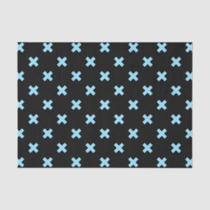 Papier Mousseline Bébé croix bleu coutures sur noir