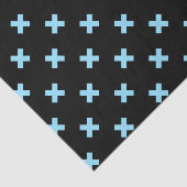 Papier Mousseline Bébé croix bleu coutures sur noir (Détail)