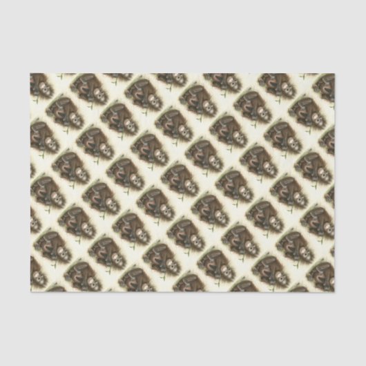 Papier Mousseline Bébé d'orang-outan avec le feuille (Recto)