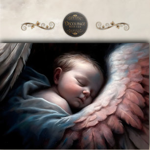 Papier Mousseline Bébé dormant Ange Ailes lunaires Découpage
