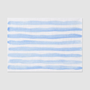 Papier Mousseline Bébé mignon bleu et blanc rayé aquarelle
