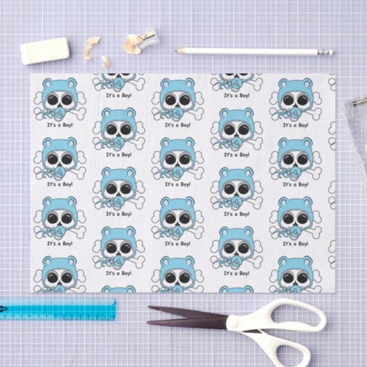 Papier Mousseline Bébé mignon Crâne garçon (Artisanat)