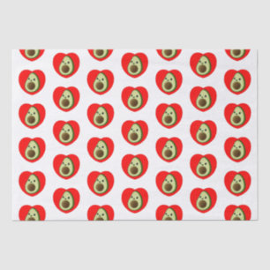 Papier Mousseline Bébé mignon Dessin Avocado Dans Le Coeur Rouge