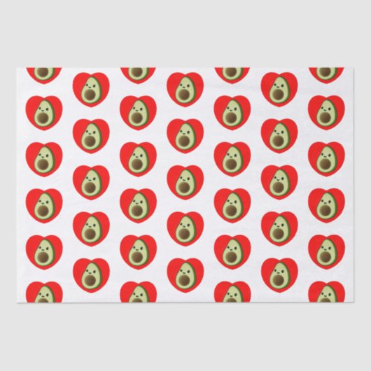 Papier Mousseline Bébé mignon Dessin Avocado Dans Le Coeur Rouge (Recto)