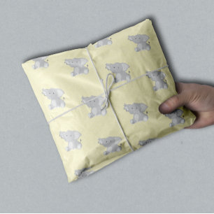 Papier Mousseline Bébé mignon Eléphant Jaune Pois