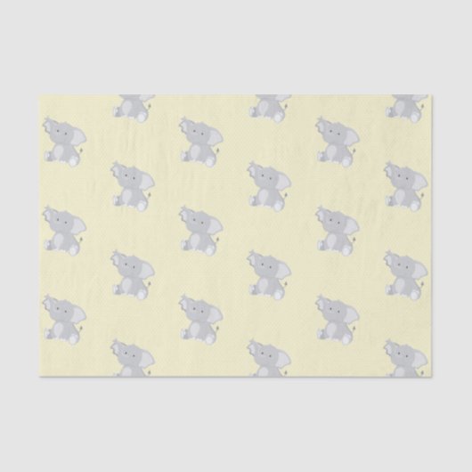 Papier Mousseline Bébé mignon Eléphant Jaune Pois (Recto)