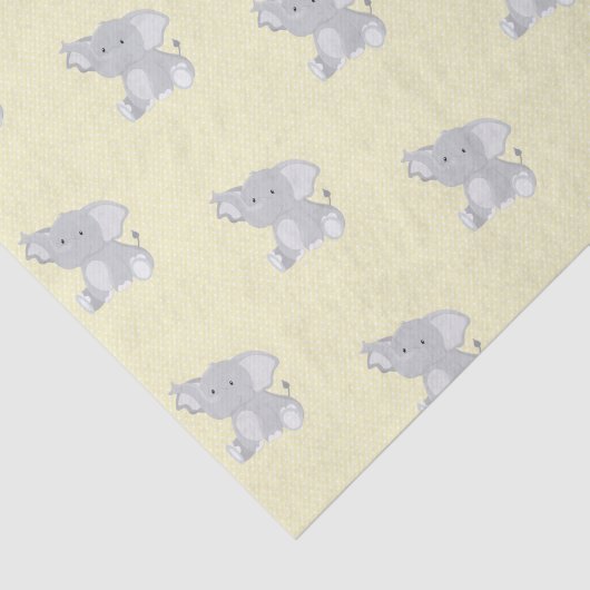 Papier Mousseline Bébé mignon Eléphant Jaune Pois (Détail)