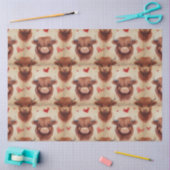 Papier Mousseline Bébé mignon Highland Cow Valentine Coeurs Motif (Artisanat)