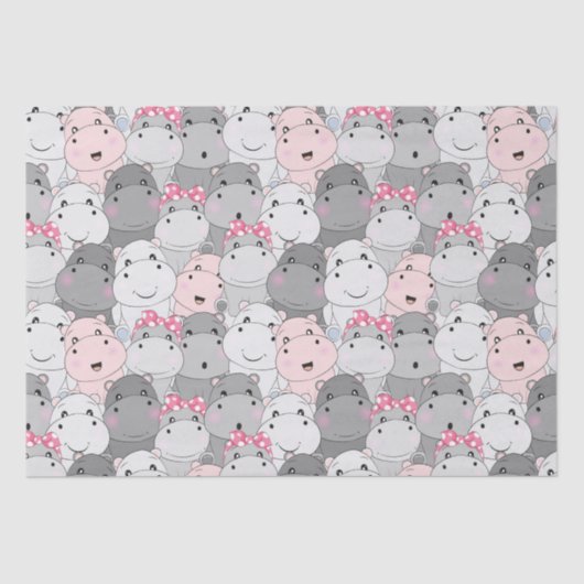Papier Mousseline Bébé mignon Hippopotame papier de tissus (Recto)