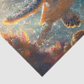 Papier Mousseline Bébé mignon tortue de mer avec bulles Découpage (Détail)