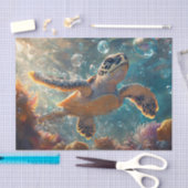 Papier Mousseline Bébé mignon tortue de mer avec bulles Découpage (Artisanat)