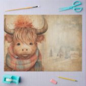 Papier Mousseline Bébé mignon vache Highland hiver Noël (Artisanat)