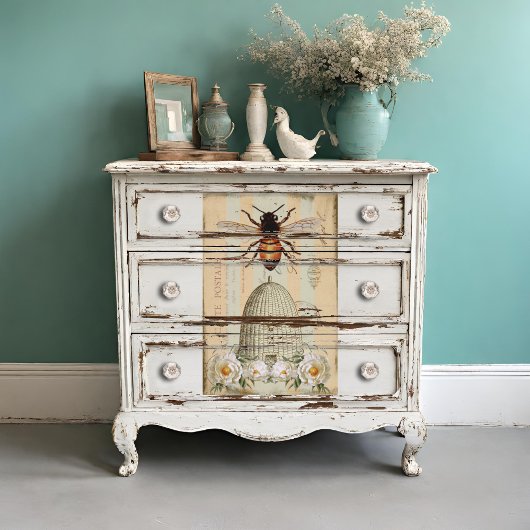 Papier Mousseline Bec d'Abeille Bee Skep Antique Carte Post Découpag